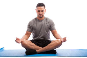Doing some meditation on a yoga mat